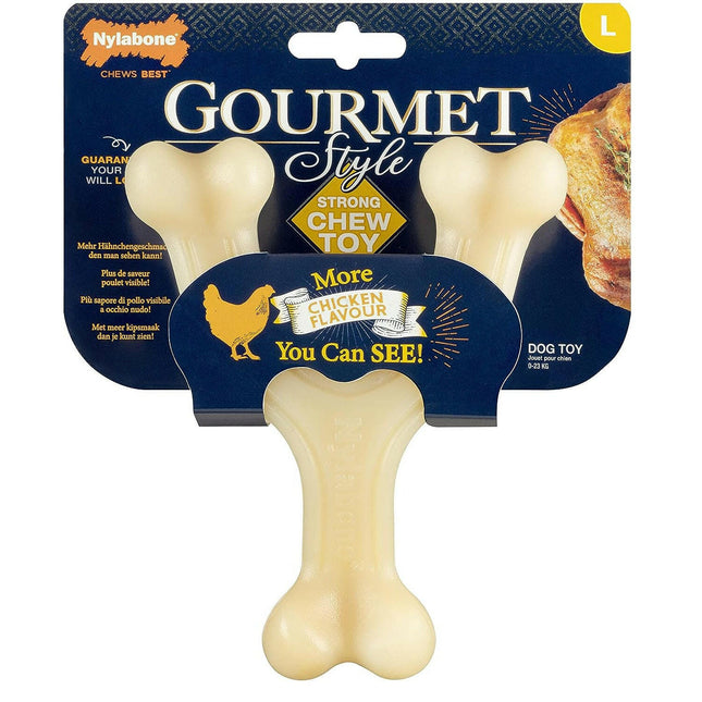 Nylabone Gourmet Wishbone Chicken - durable chew toy for dogs, intense chicken flavor.