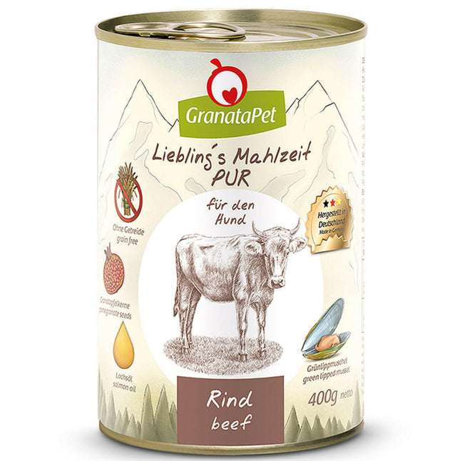 GranataPet Beef Pur - monoprotein grain-free wet food for dogs, beef.