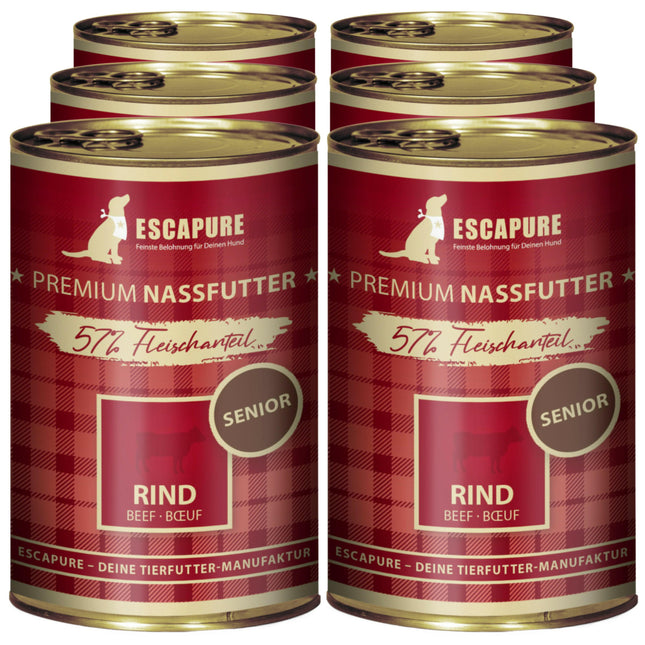 Escapure Senior Beef - wet food for senior dogs, beef with vegetables.