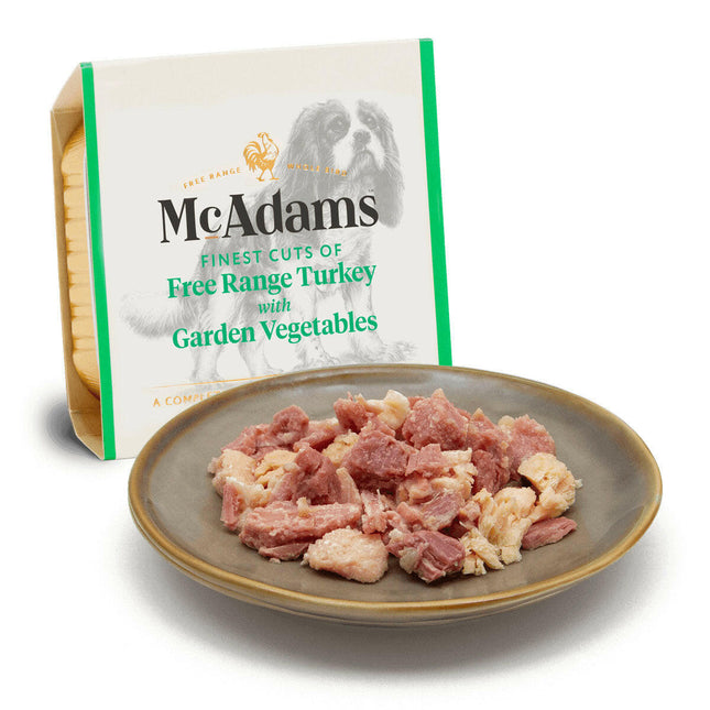 McAdams Free Range Turkey & Garden Vegetables - wet dog food, free-range turkey and vegetables.