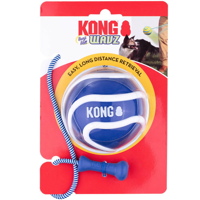 KONG Wavz Bunji Ball L - dog ball with elastic cord, floating fetch toy.