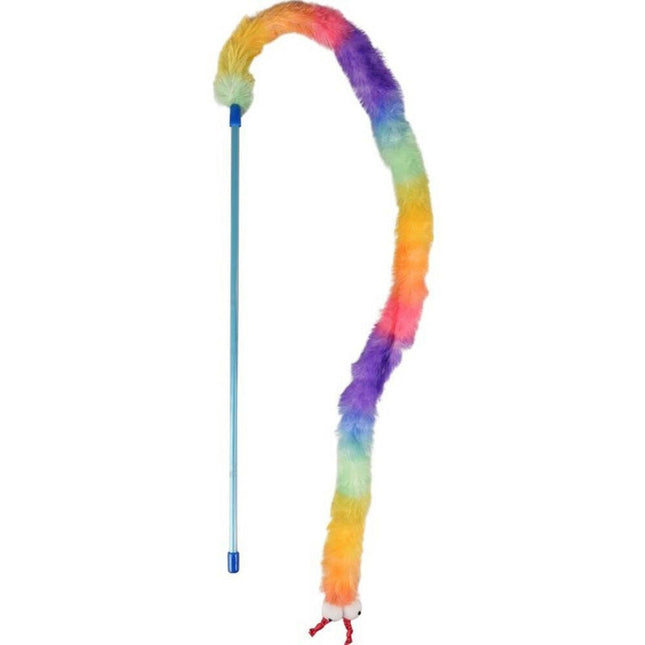 Flamingo Cat Yowly Dangler Caterpillar - fluffy, crinkly caterpillar wand for cats.
