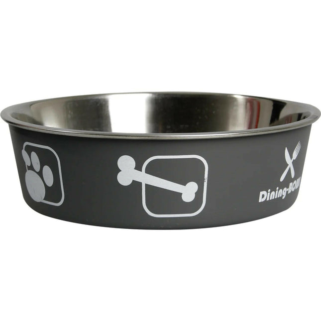 Flamingo Kena Grey Dining Bowl - non-slip bowl for dogs and cats.
