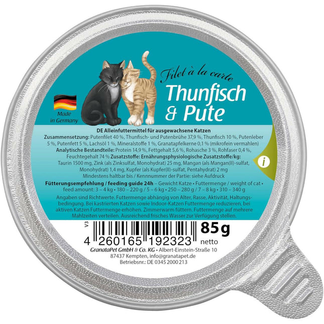 GranataPet Filet à la carte Tuna & Turkey - wet food for cats, fillets in their own sauce, tuna and turkey.