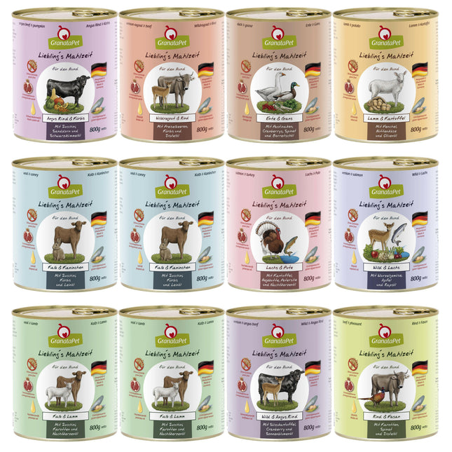GranataPet Dog Food Set - Grain-Free Wet Dog Food, Mix of 10 Flavors.