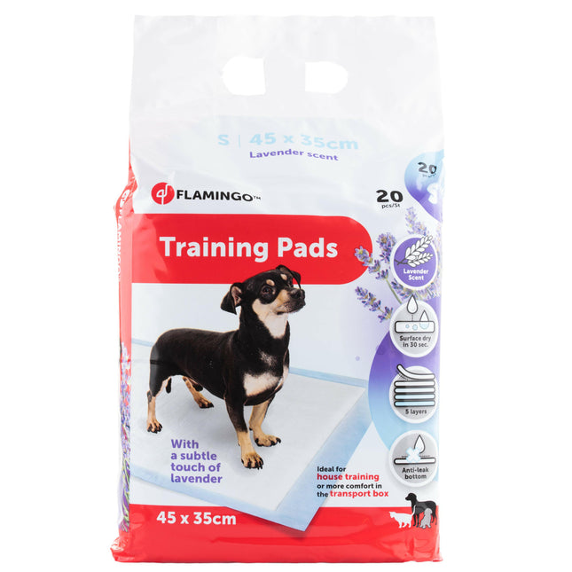 Flamingo Training Pads 20 pcs - hygienic mats for dogs, with a lavender scent.