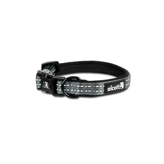 Alcott Adventure Collar Grey - reflective dog collar, gray.
