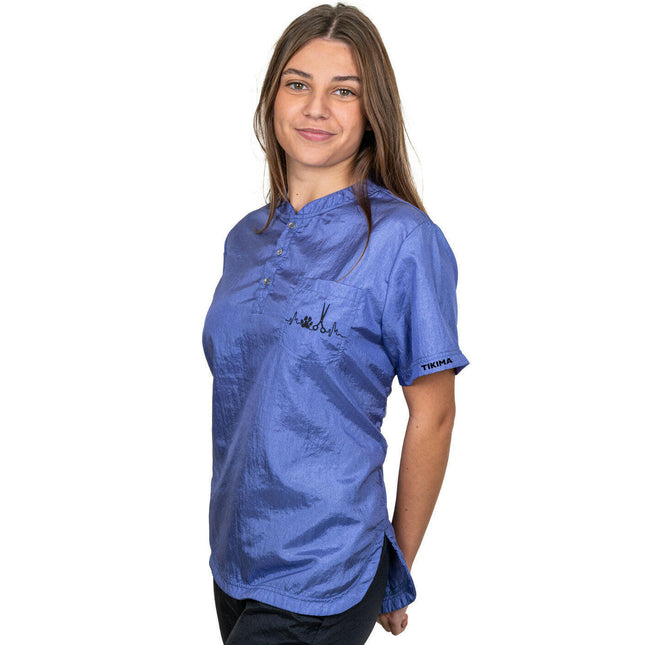 Tikima Figari Shirt Purple - purple grooming shirt with embroidery.