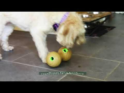 KONG Bamboo Feeder Dumbbell (20cm) - dog toy for treats, barbell.