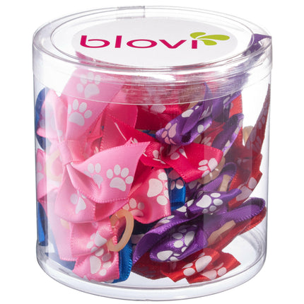 Blovi Bows Paws 25 pcs - colorful bows with paws, on elastic bands, for dogs.