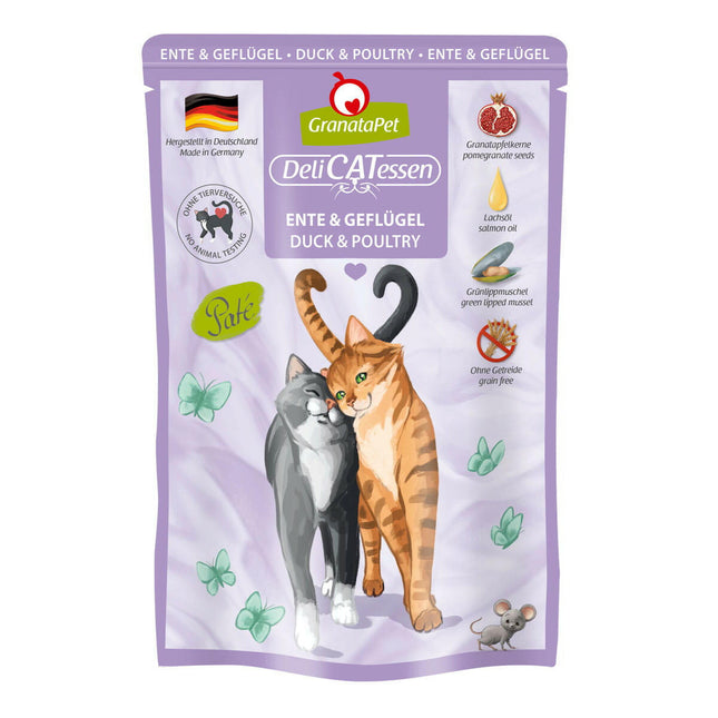 GranataPet DeliCatessen Duck & Poultry - grain-free wet food with duck and poultry, pouches for cats.