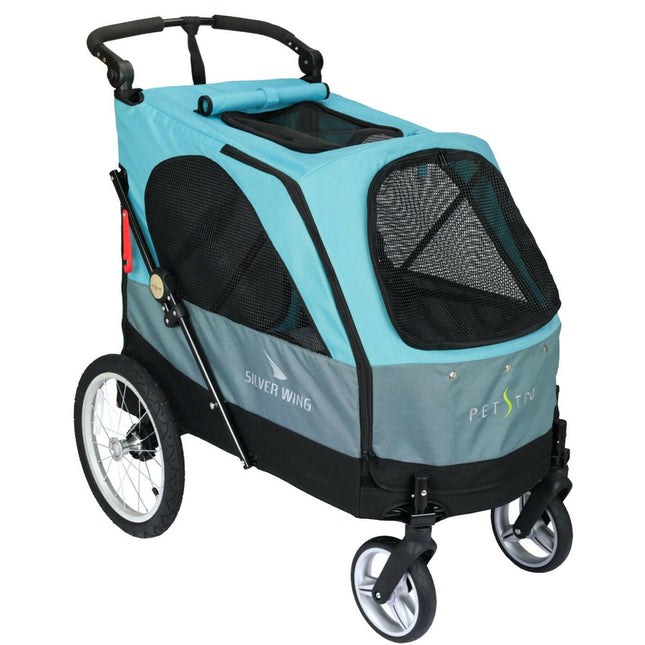 Show Tech Petstro Large 4-Wheel Buggy Turquoise/Grey - stroller for dogs, cats, large stroller, for.