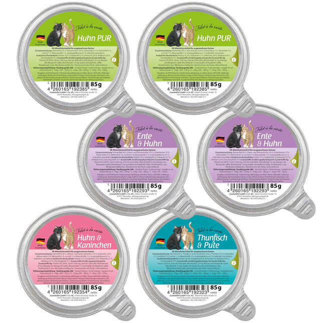 GranataPet Filet à la carte Set - wet food for cats, chicken fillets in their own sauce, mix of 4 flavors.