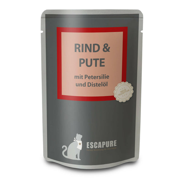 Escapure Beef and Turkey with Parsley - wet food for cats, beef with turkey and parsley.