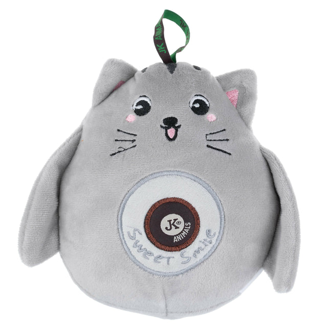 JK Animals Sweet Cat - round cat with squeaker, toy for dogs.