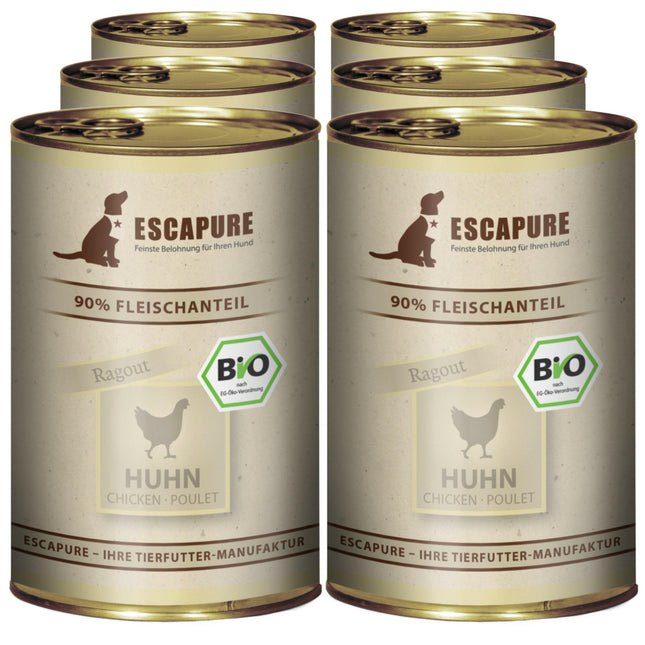 Escapure Chicken Organic - ecological, wet food for dogs, chicken with vegetables and herbs.