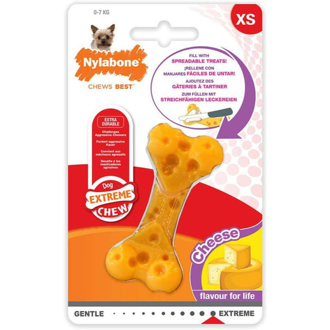 Nylabone Cheese Extreme Texture Cheese - dog chew toy, cheese flavor, for spreading treats.