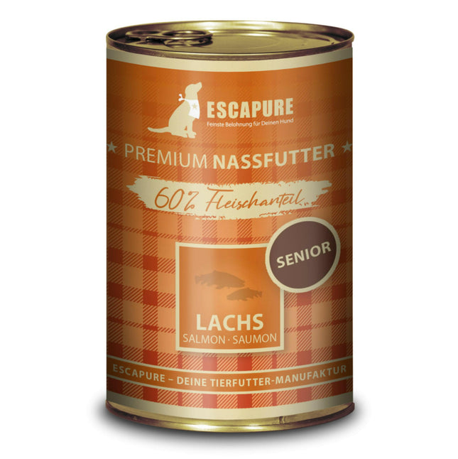 Escapure Senior Salmon - wet food for senior dogs, salmon and herring with vegetables.