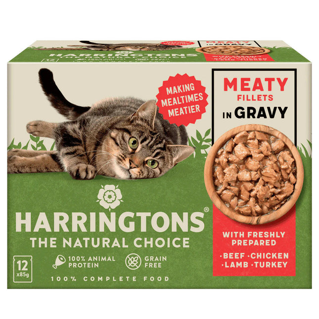 Harringtons Cat Meaty Fillets in Gravy - grain-free wet food for cats, meat fillets in sauce - PROMOTION due to best before date.