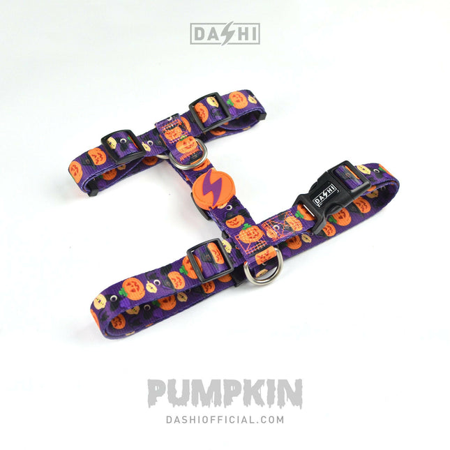 Dashi Pumpkin Back Harness - adjustable guard harness for dogs, Halloween pumpkin pattern.