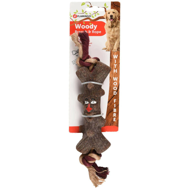 Flamingo Woody Branch & Rope - dog toy.
