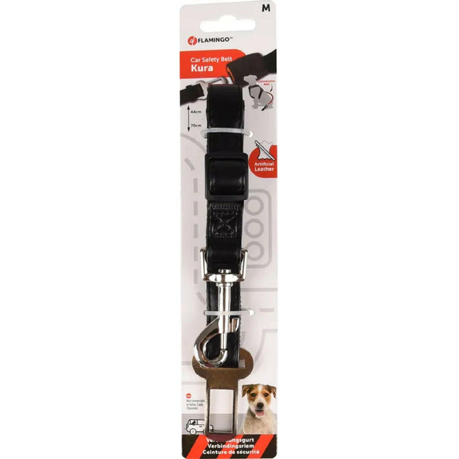 Flamingo Car Safety Belt Kura Artificial Leather - Dog Car Leash, Eco-Leather.