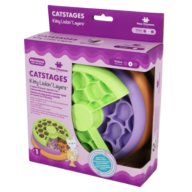 Nina Ottosson Cat Lickin' Layers Kitty Level - interactive toy for cats, rotating layers for treats, level.
