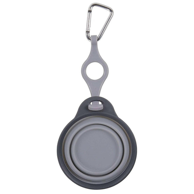Dexas Collapsible Travel Cup with Bottle Holder - collapsible travel bowl for dogs, with a bottle holder and carabiner.