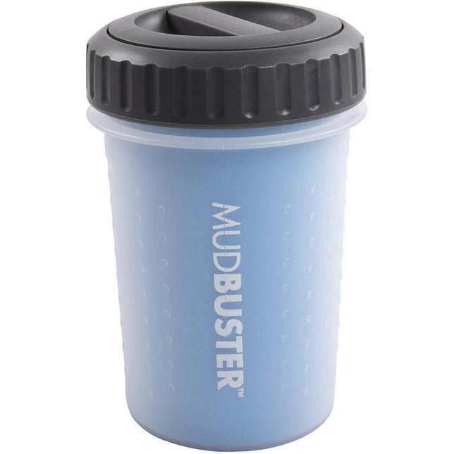 Dexas Lidded Mudbuster - Sealable Silicone Paw Cleaner for Dogs & Cats - Blue.