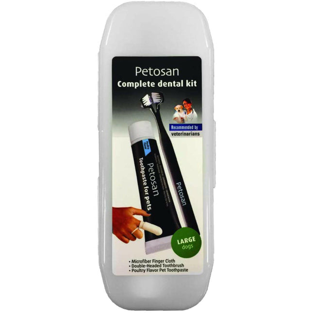 Petosan Complete Dental Kit - dental kit for dogs and cats, toothpaste, toothbrush, cleaner.