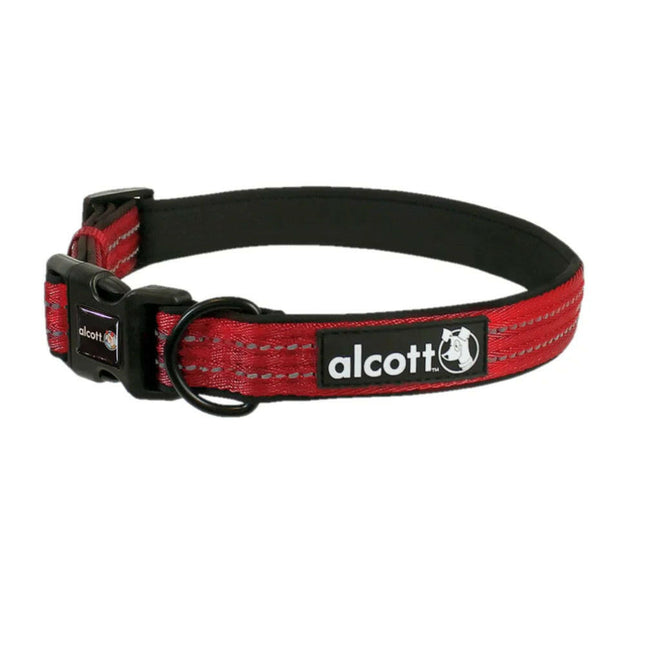 Alcott Adventure Collar Bright Red - reflective dog collar, intense red.
