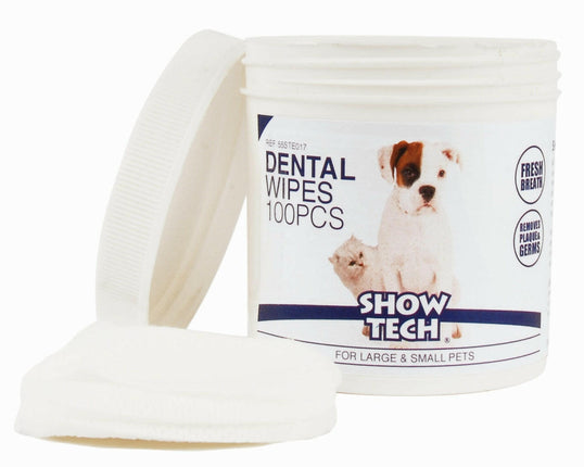 Show Tech Dental Wipes 100 pcs - oral hygiene wipes for dogs and cats.