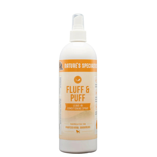 Nature's Specialties Fluff & Puff Spray - moisturizing leave-in conditioner for dogs and cats.