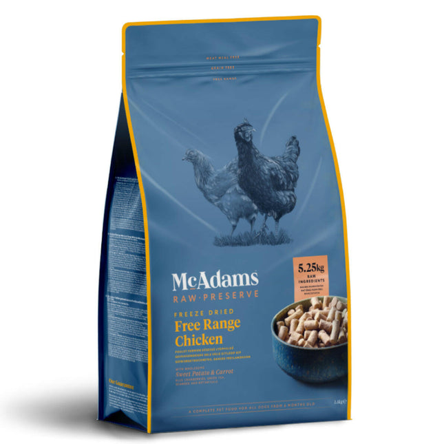 McAdams Freeze Dried Free Range Chicken - freeze-dried food for puppies and adult dogs, chicken with vegetables.