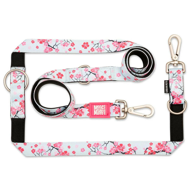 Max & Molly Multi-Leash Cherry Bloom - adjustable leash for dogs, interesting pattern, 200cm.