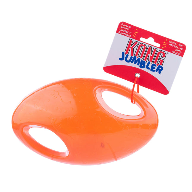 KONG Jumbler Football L/XL - large football for dogs, with handles and squeaker.