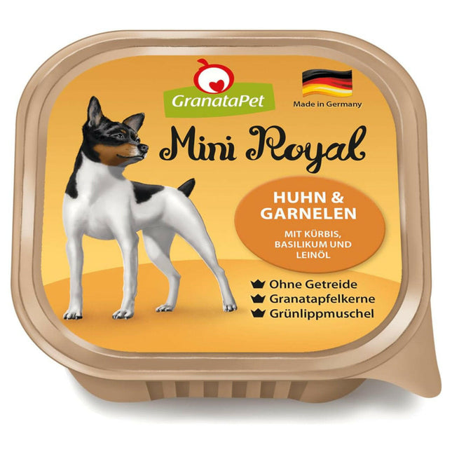 GranataPet Mini Royal Chicken & Prawns - grain-free wet food for small breed dogs, chicken and prawns.