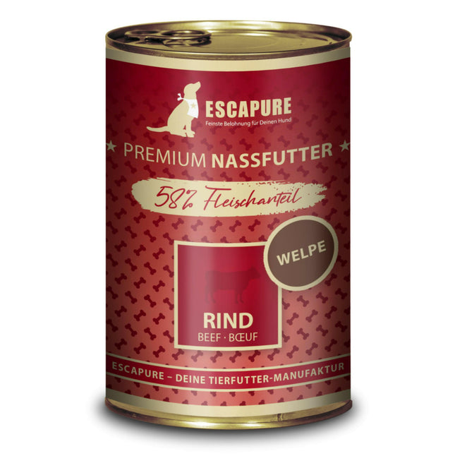 Escapure Puppy Beef - wet food for puppies, beef with vegetables and fruits.