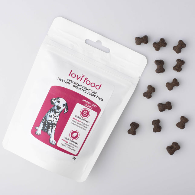 Lovi Food Oral Hygiene - Treats for Dogs and Cats, with Activated Charcoal and Peppermint.