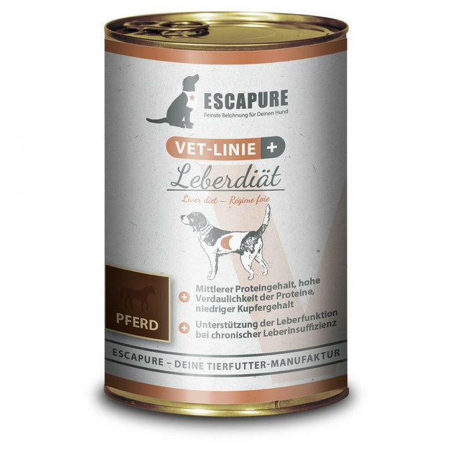 Escapure VET Liver Diet Horse - wet food for dogs, supporting liver health, horse meat.