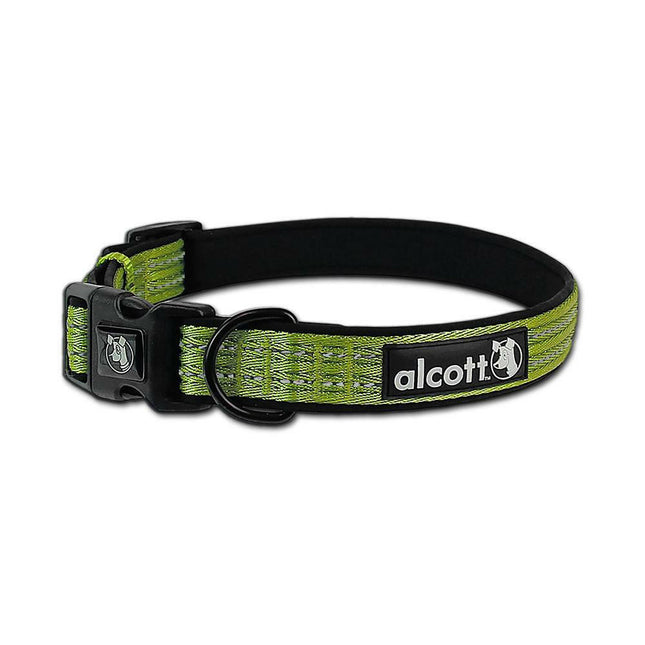 Alcott Adventure Collar Green - reflective dog collar, green.