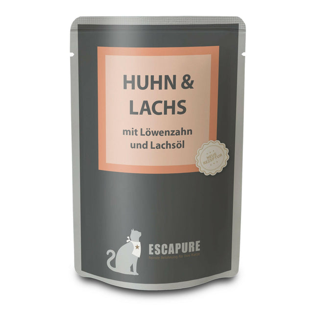Escapure Chicken and Salmon with Dandelion - wet food for cats, chicken with salmon and dandelion..