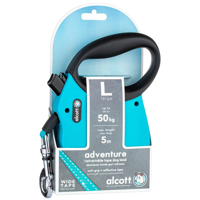 Alcott Adventure Retractable Leash Blue - reflective automatic leash for dogs, blue.