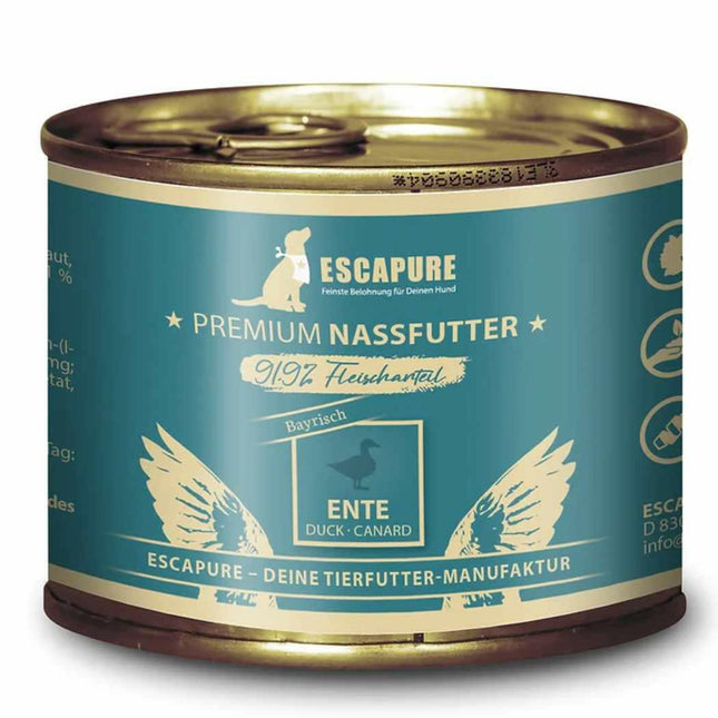 Escapure Bavarian Duck - wet food for dogs, duck with vegetables, 91.9% meat.