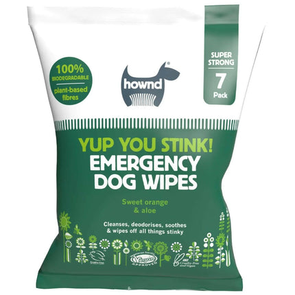 Hownd Yup You Stink! Emergency Dog Wipes 5pcs - large, moisturizing wipes for dogs and cats, odor neutralizing and dirt removing..