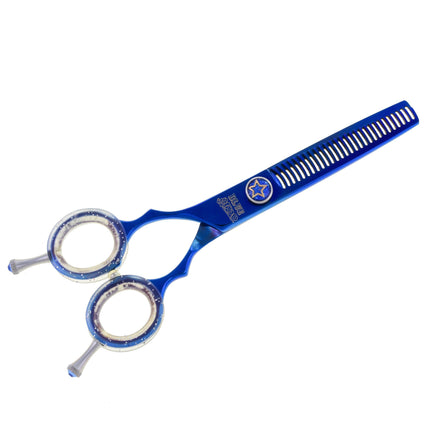P&W Star Left Double Thinning - Double-sided thinning shears for left-handed users, 28 teeth.