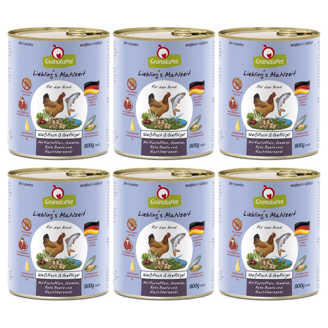 GranataPet Fish & Poultry - grain-free wet food for dogs, fish and poultry.