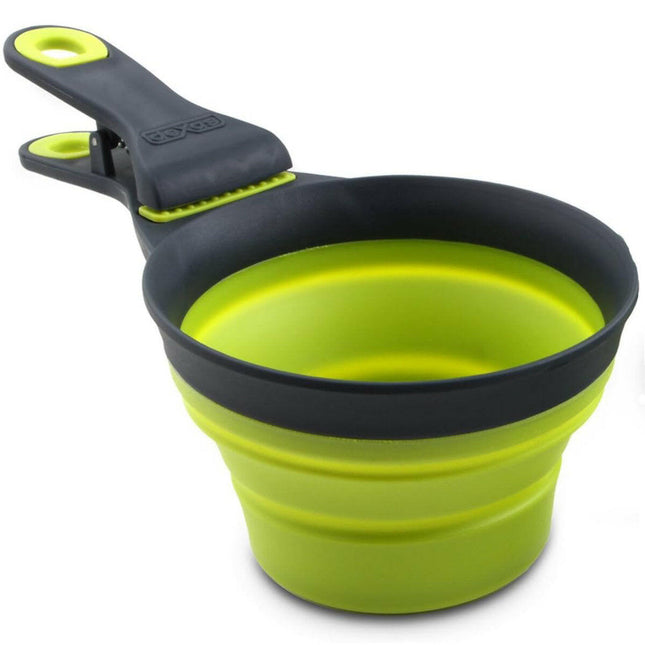 Dexas Collapsible KlipScoop 3-in-1 Small - collapsible food scoop with a bag-closing clip, small.