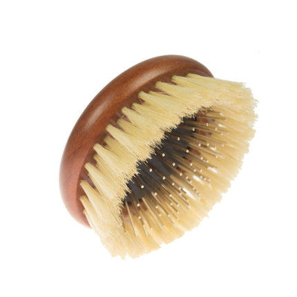 P&W Dog Stylist Brush - round wooden brush with natural bristles and metal pins.