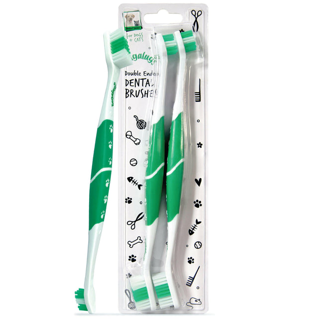 Bugalugs Double Ended Dental Brushes 2pcs - Double-sided toothbrush for dogs and cats.